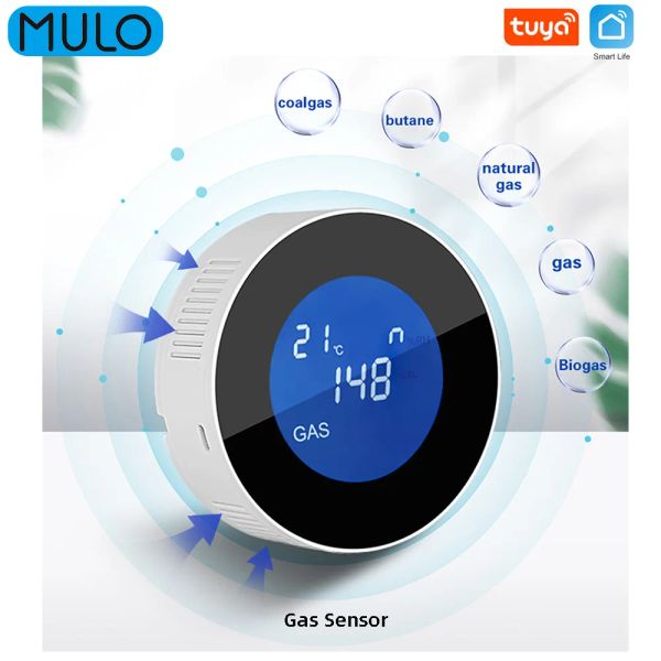 Detektor Tuya WiFi Gas Detektorkontrolle Brennbarer Gasleck -Detektor LCD Display Haushalt Haushaltshaus Smart Life Security Alarm Detektor
