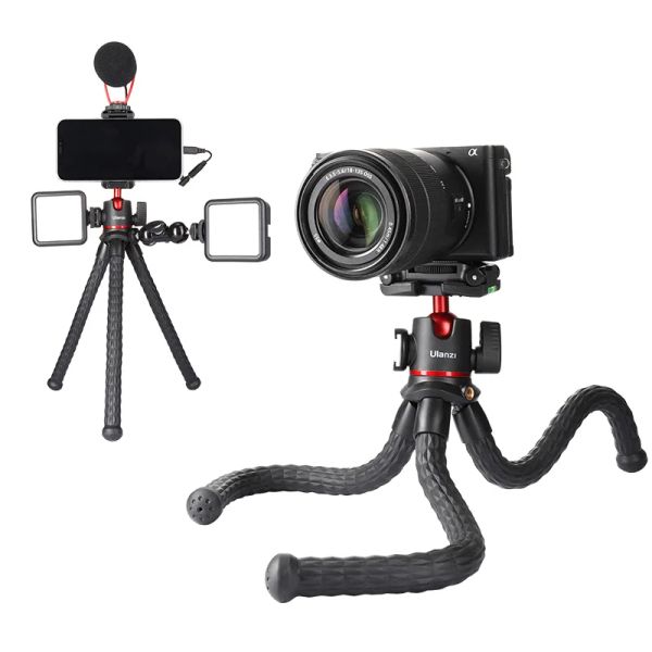 Monopods ULANZI MT33 Octopus Tripé flexível DSLR SLR Smartphone VLOG Tripé Montagem de telefone com Ballhead Cold Shoe para luz de microfone