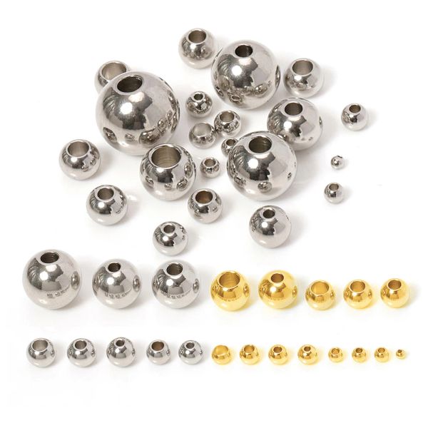 Perline da 100 pezzi da 100 pezzi da 310 mm per perle in acciaio inossidabile per gioielli che producono perle da distanziatore sciolto foro a sfera 1,25 mm per bracciali componenti di gioielli fai da te fai da te