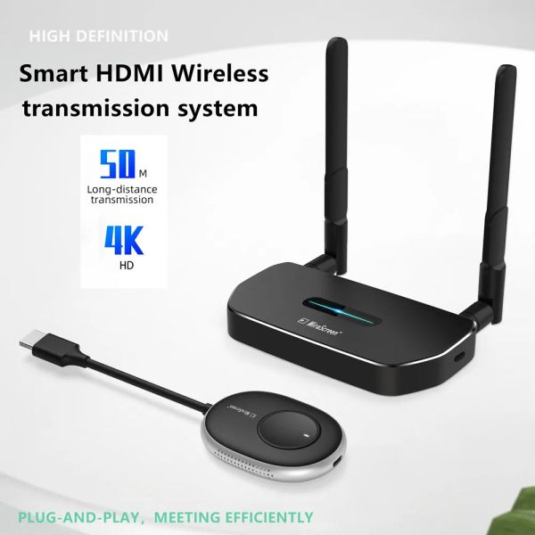 EKİPMAN 4K Kablosuz HDMICompatible Verici ve Alıcı Ultra HD Video Ses Genişletici Dönüştürücü Adaptör Dizüstü Bilgisayar, HDTV'ye Telefon