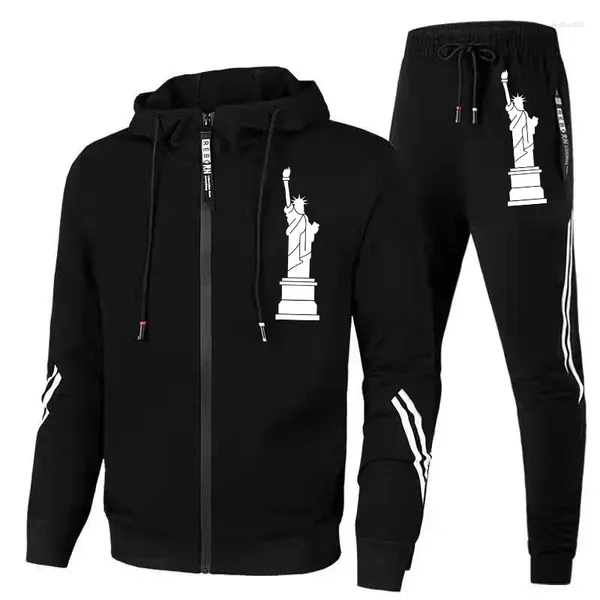 Herren-Trailsuiten Outdoor Jogging Reißverschluss Jacke Tracksuit für Männer und Frauen Mode gedruckte Baumwollanzug Hoodie