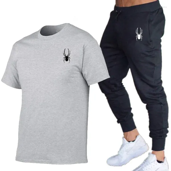 Herren -Trailsuiten -tellerner Sommer -T -Shirt -Hosen Set Casual Cotton Fitness Jogger T -Shirts Hip Hop Fashicon Men'stracksuit