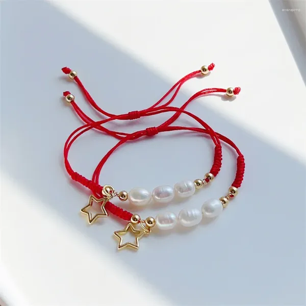 Braccialetti di fascino kkbead stella regalo femmina femmina bracciale perla naturale fortunato stringa rossa pulseras gioielli intrecciati fatti a mano per donne
