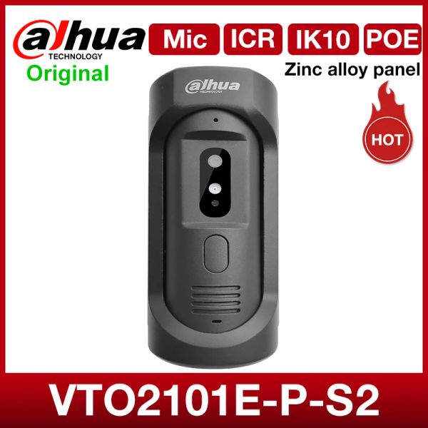 Campainhas dahua intercomunicultura VTO2101EPS2 2MP HD Video Doorbell suporta microfone Bunergin Speake Bidirecional Talk Painel de liga de zinco Poe ik10 ip65