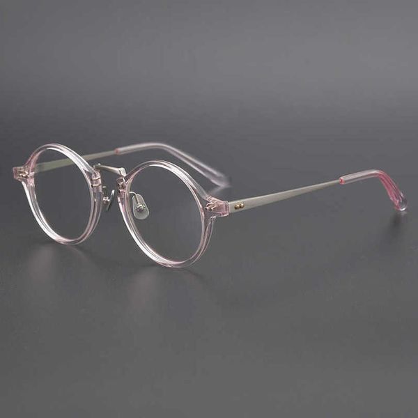 2024 Мужские роскошные дизайнерские женские солнцезащитные очки Японские высокопоставленные стиль в стиле выбора маленький круглый глаз чистый титановый темперамент