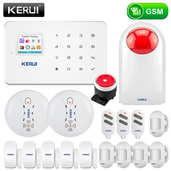 Kits Kerui G18 GSM Alarmsystem Wireless Smart Home Security SMS App Control House Bewegungssensor Sirenen Fenstertür Detektor Einbrecher