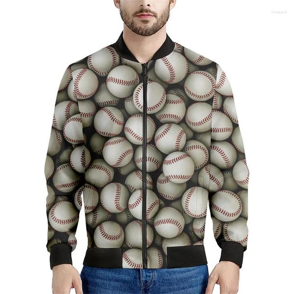 Jackets masculinos Moda 3D Jaqueta de beisebol impressa Men de tamanho esportivo de grandes dimensões Tops de mangas compridas Bombo de bombardeiro legal Bomber Zipper