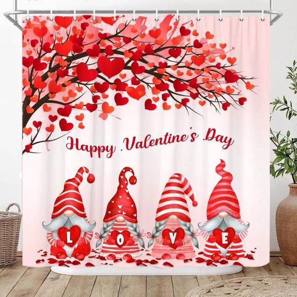 Tende da doccia per San Valentino Elfo e Love Tree Truck Balloon Swing Heart Romantico Flamingo Paris Torre Decorazione