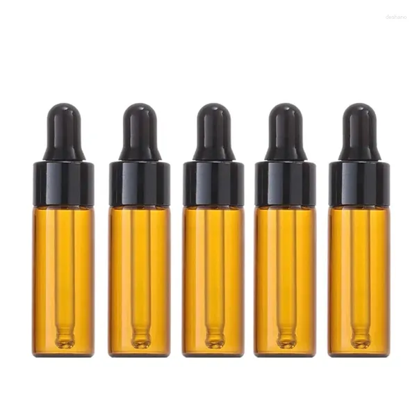 Garrafas de armazenamento 20pcs 5ml Gotas de vidro giratório âmbar Óleo essencial com olho para perfume