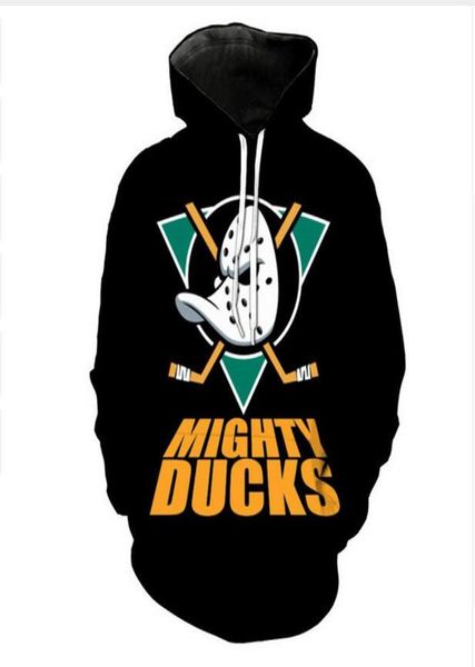 New Moda Mighty Ducks Prinha moletom com capuz Homens Mulheres de manga comprida