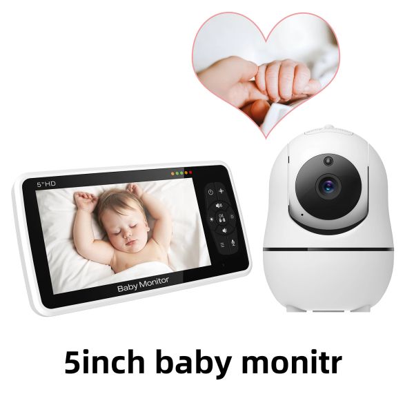 Monitora 5 polegadas wireles monitor babyphone security vídeo câmera bebê bebe nanny hd noturn vision ptz lulabies monitoramento de temperatura