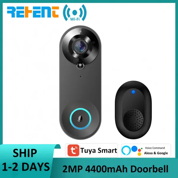 Landate Resto Tuya Smart 4400Mah Batteria ricaricabile 1080p Video audio WiFi Alexa Google Outdoor FHD Camera della porta del campanello con CHIME