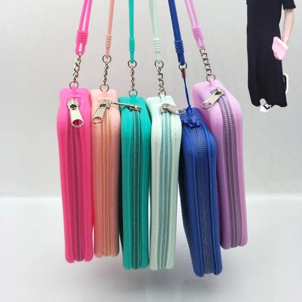 Bolsas de armazenamento Bolsa de economia de bloqueio de carteira retangular Carregando bolsas para celular Menino Mulheres Cadeia fone de ouvido