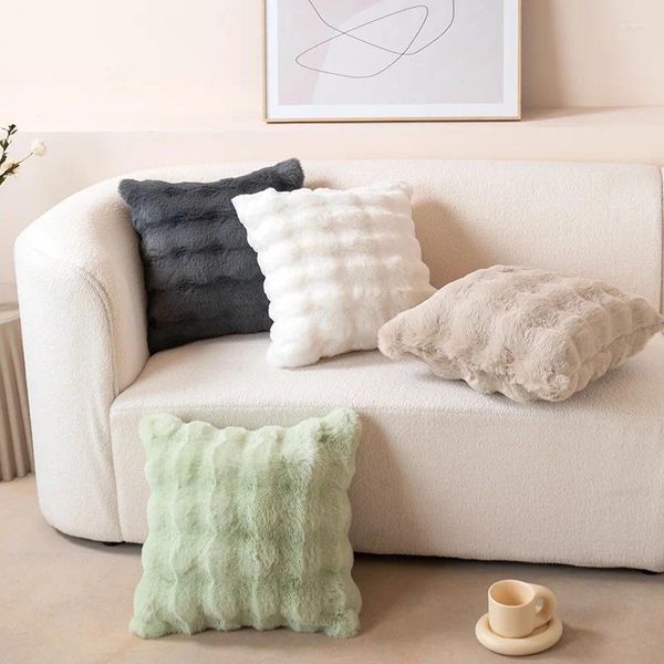 Kissenfell Luxusabdeckung 45x45 cm Faux Cosy Fluffy für Sofa Wohnzimmer Dekor Kissenbezug Weiche Hülle