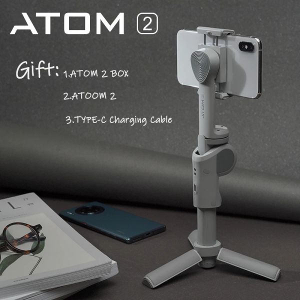 Monopods Snoppa Atom 2 3axis Handheld Stabilisator Smartphone Handheld Gimbal mit Stativ für iPhone Huawei Xiaomi Telefon