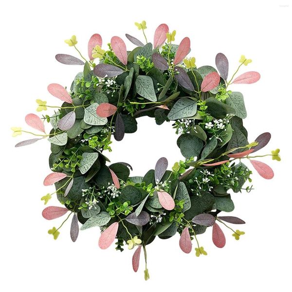 Декоративные цветы зеленый эвкалипт венок из ручной работы шелковой лист для патио садовый крыльцо, гостиная свадьба