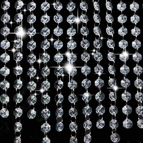 Estatuetas decorativas 1m de cristal transparente de vidro rondelle miçangas acrílicas Garland Curtain Cingent Wedding Festa de Natal decoração