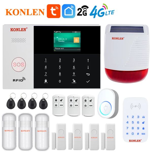 Комплекты Tuya Smart Life Wi -Fi GSM Systems 4G 2G Secuity Home House Home Home Antift Cheft Панель управления беспроводной проводной дверью Датчик движения дверей