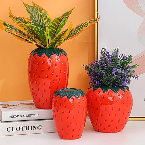 Vasen Erdbeer Keramik Vase Simulation Fruchttopfpflanze Dekoration Wohnzimmer Schlafzimmerstudium Hydroponische Wohnkultur