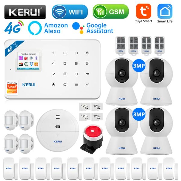 KITS KERUI W184 Sistema di allarme 4G Tuya Smart Wifiless Wifi GSM ALLA ALLARME SENSORE DEL MOVIMENTO SUFFINATI