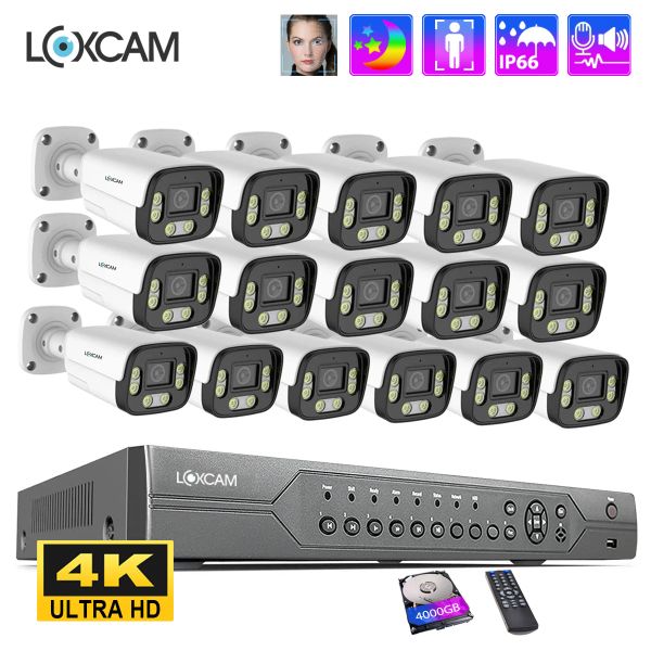 Sistema loxcam 16ch Ultra 4K POE NVR SISTEMA 4MP AI FACO HUMANO DETECT OUTRO