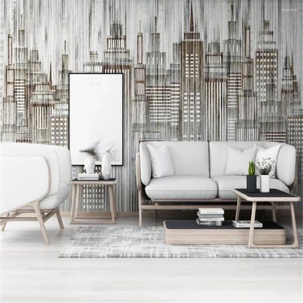 Sfondi MILOFI City Building Nordic moderno moderno minimalista retrò a strisce verticale texture murale muro