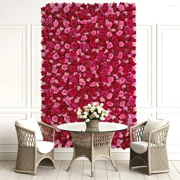 Декоративные цветы роза 60x40 см 3D Искусственная цветочная стена для свадебной вечеринки Рождественская украшение шелковое фоновое фоновое.