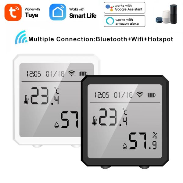 Roupa Tuya Smart Wi -Fi Detector de umidade do WiFi Termômetro Indoor Termômetro com Sensor de alarme de exibição LCD