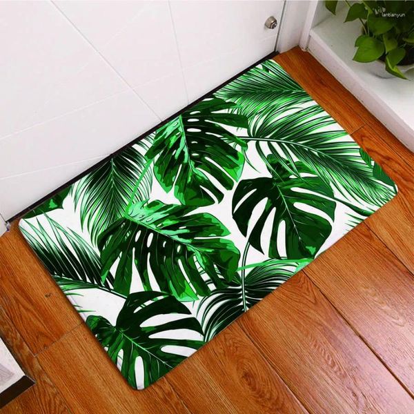 Tappeti tappeti da bagno plant tropicali foglie verdi foglie non slittata tappeto per la doccia assorbente pormante morbido pad vasca da bagno decorazione per la casa