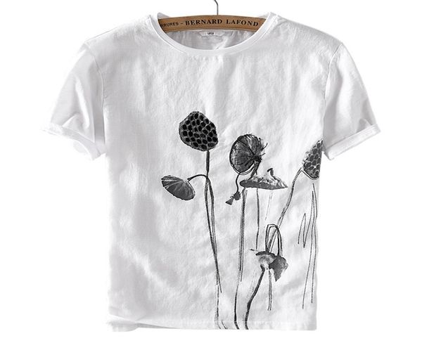 Leinen im chinesischen Stil Kurzarm T -Shirt Handtuch Stickerei Technologie Dünne Sommer Freizeitkunst Jugend T -Shirt 62461422315