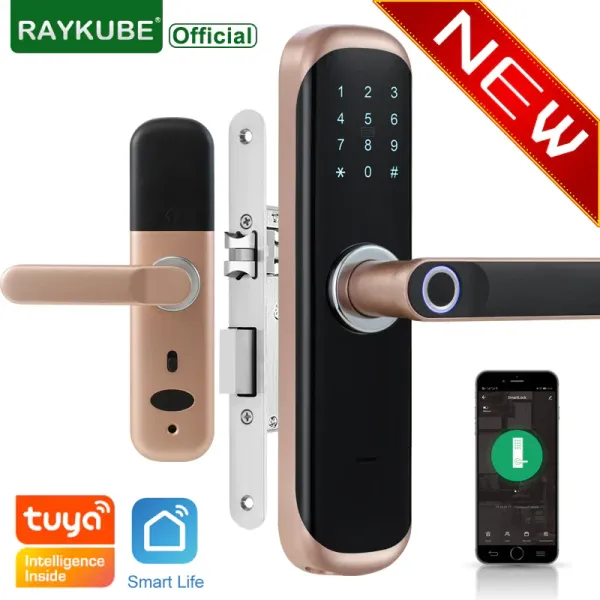 Lock Raykube Tuya PORTA PORTA FIGAÇÃO CARTÃO INTELIGENTE / CÓDIGO DIGITAL / TELECIMENTO DE OFFICAÇÃO ELETRICAL DE OFFICAÇÃO LOCKEY X3