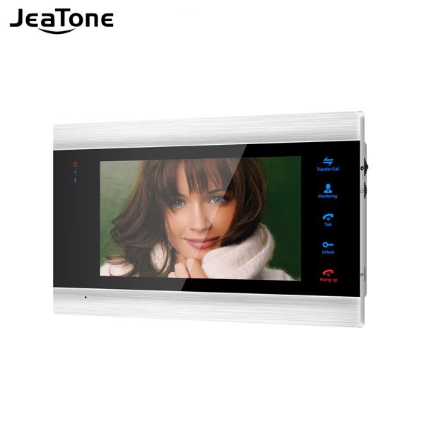 Intercomo Jeatone 720p Monitor interno Vídeo Porta de vídeo Photo da campainha Sistema de intercomunicatória foto fotografia Recordamento de vídeo Tomando Monitor de montagem de parede de prata