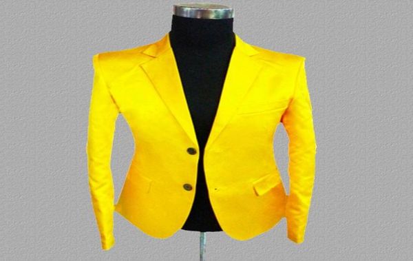 Amarelo blazer masculino traje projeta jaqueta masculina figurinos para cantores roupas de dança de dança vestido punk rock rock homme2731130