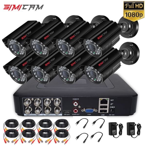 Materiale 8CH 1080p Sistema di telecamera di sicurezza Outdoor 100ft Night Vision Home Surveillance Kit Ahd CCTV Set 2/4/6/8pcs Bullet P2P Easy Remote