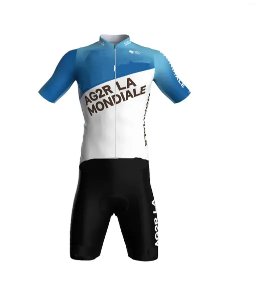 Rennsets Laser Cut Skinuit 2024 AG2R Team BodySuit Short Cycling Jersey Bike Bike Bicycle Clothing Maillot Ropa Ciclismo