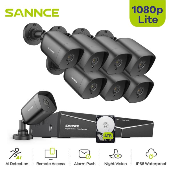 Guanti sannce 1080p lite dvr h.264+ cctv system 4pcs 1080p 2mp telecamere di sicurezza IP66 kit di videosorveglianza della visione notturna all'aperto