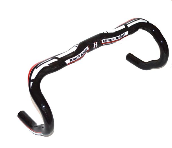 Black Knight Carbon Fiber Road Bicycle Handlebar Cycling Parti di ciclismo Mudibar Cending Bar 318400 420 440mm7113165