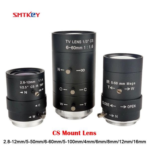 Kameralar CS Mount 2.812mm/550mm/660mm/5100mm manuel değişken lens 4/6/8/12/16mm CS CCTV Güvenlik Kamerası için Sabit Odak Lens