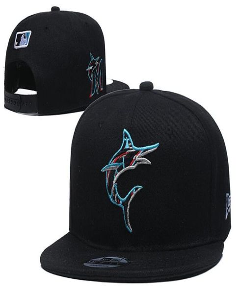Nuovi cappelli da baseball da un pezzo 2020 MEN039S per la lettera ricamata a team Marlins Baseball Caps Baseball Brands Sport Flat Regolabile HA8697798