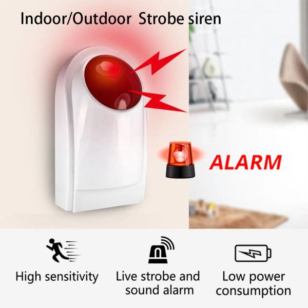 Sirene Yaoshg Mini Alarm Horn Strobe Sensor 433MHz drahtlose Strobe Siren für GSM Standalone Hotel Home Security Alarm Panel System