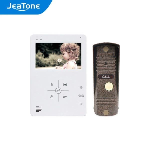 Intercom Jeatone Analog 1200tvl Home Security Video Intercom Квартира видео дверь телефон 4,3 дюйма с разблокировкой и двойной дорогой