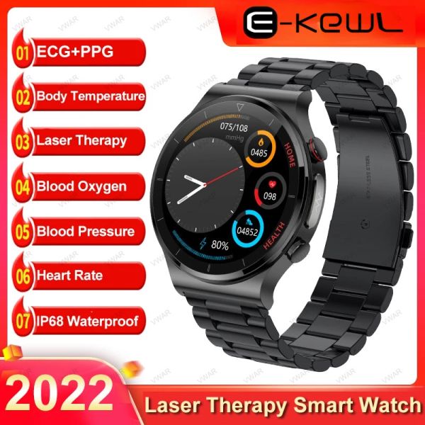 Orologi 2022 New Laser Therapy Smart Watch Men ECG+PPG Termometro per la pressione sanguigna Ossigeno Anziani Smartwatch Health per Android iOS