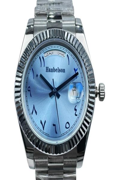 Herren Uhr Blaues Araber Nahte Osten Nummern Zifferblatt automatisch Bewegung Datum Tag Sapphire Glass 316L Stahlhülle 41 mm UHR6782127