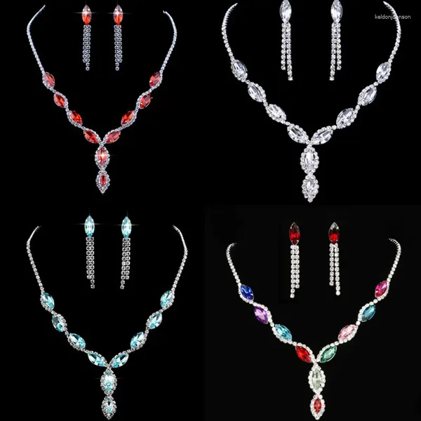 Подвесные ожерелья в форме зрительного утилизации набор ювелирных изделий для жениха свадебной обручальные серьги ожерелье платья аксессуары