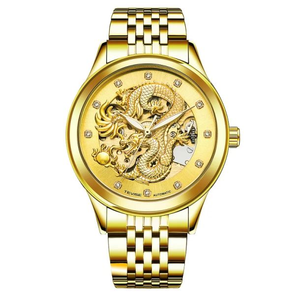 Kits Tevise Chinese Dragon Männer beobachten automatische Uhren leuchtende wasserdichte männliche Uhr Mens Uhren Top -Marke -Armbanduhren neu