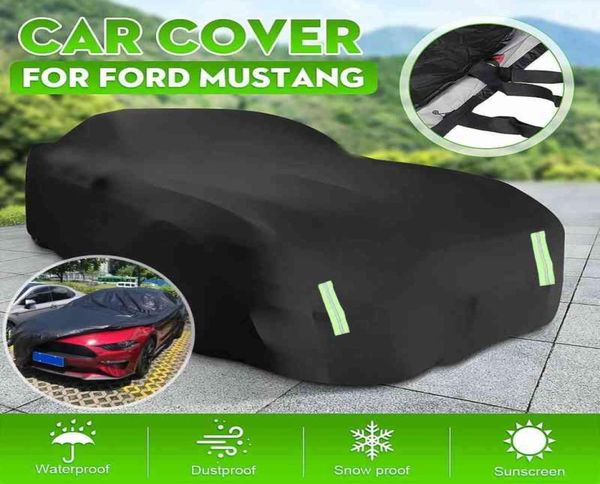 Copertura per auto completa da 210t poliestere impermeabile per polvere impermeabile UV resistente all'esterno Outdoor Cover Sun Shade per Ford per Mustang GT W220321313330