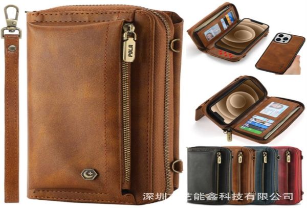 Casos de telefone celular para iPhone 13 12 11 Pro Max Wallet Case Zipper Flip Leather Samsung S22 S217120137