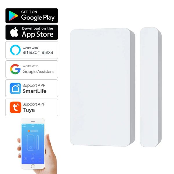 Rilevatore Tuya Smart Wifi Door Sensor Dishector Door Door Finestra aperta/rivelatori chiusi APP Supporto di allarme di notifica Alexa Google Home