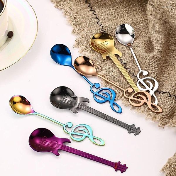 Coffee Scoops Nota musicale Mestriciatura del cucchiaio Music Bar Chaitar Shape Ice Cream Dessert Tables Regalo per cucina Accessori per cucina