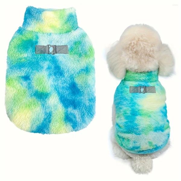 Hundekleidung 1pc Sweatshirt Flanell Pullover Pet Cat Weste kaltes Wetter warme Jacke Winter Wind-Sof-Krawatten-Dye-Jumpsuit Kleidung